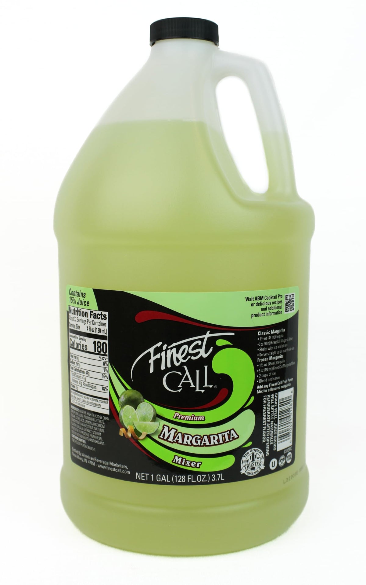 Finest Call margarita bottle, 1 gallon for quick serving
