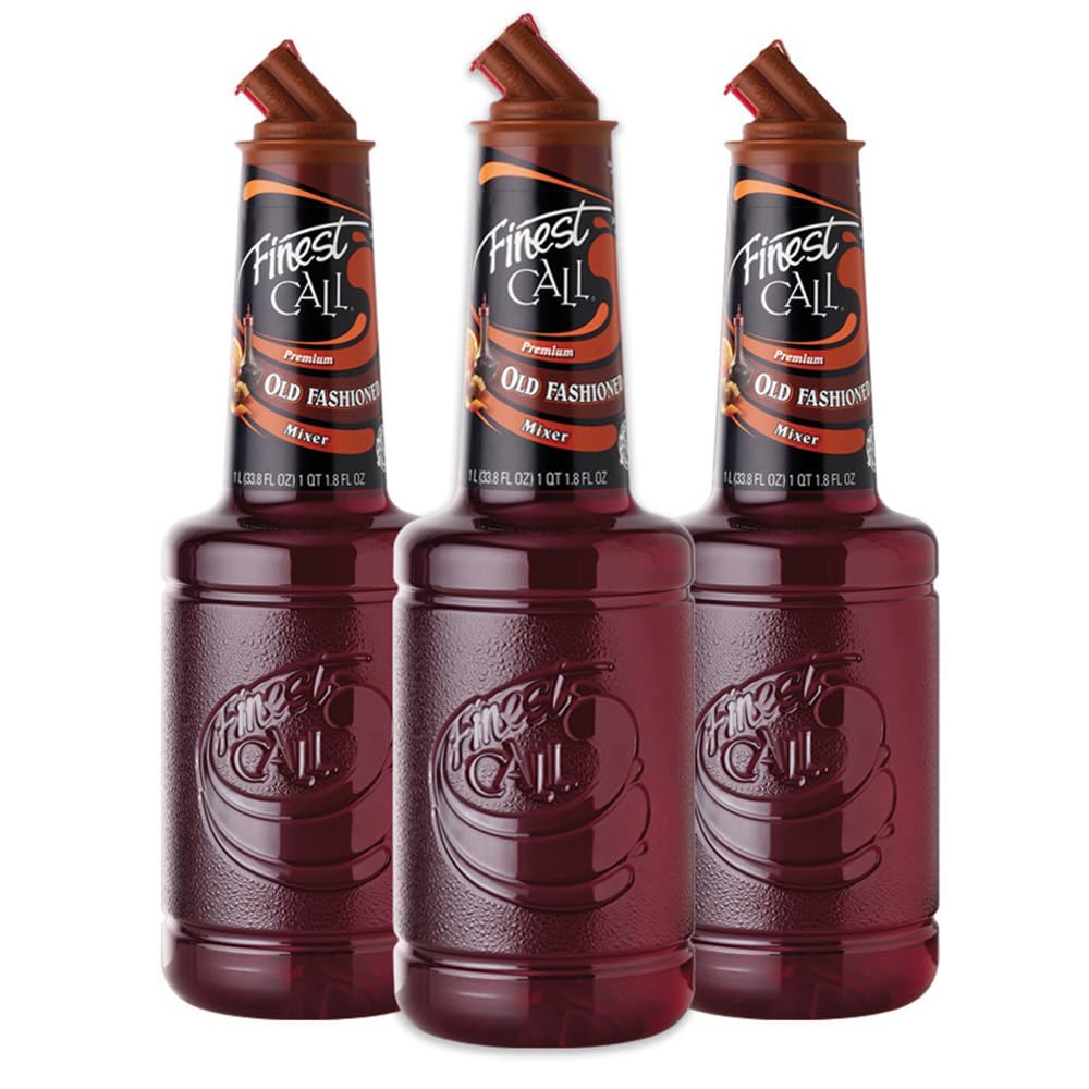 Finest Call old-fashioned drink mix bottle highlights premium cherry and citrus flavor