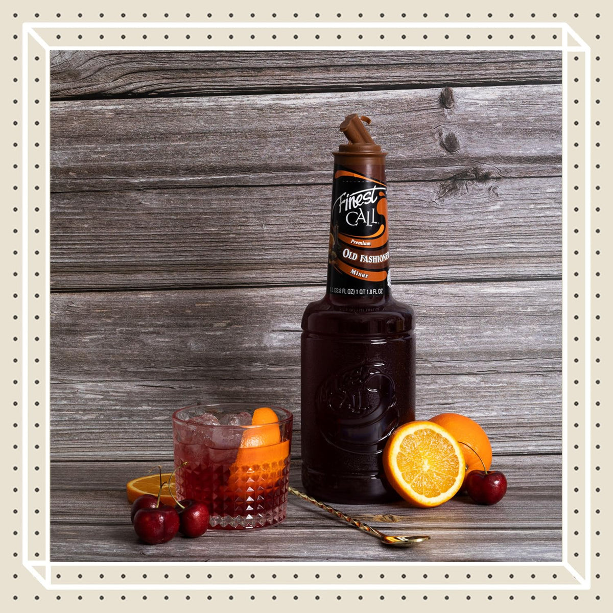 Finest Call old-fashioned pour demonstrates fast, precise bartending pours