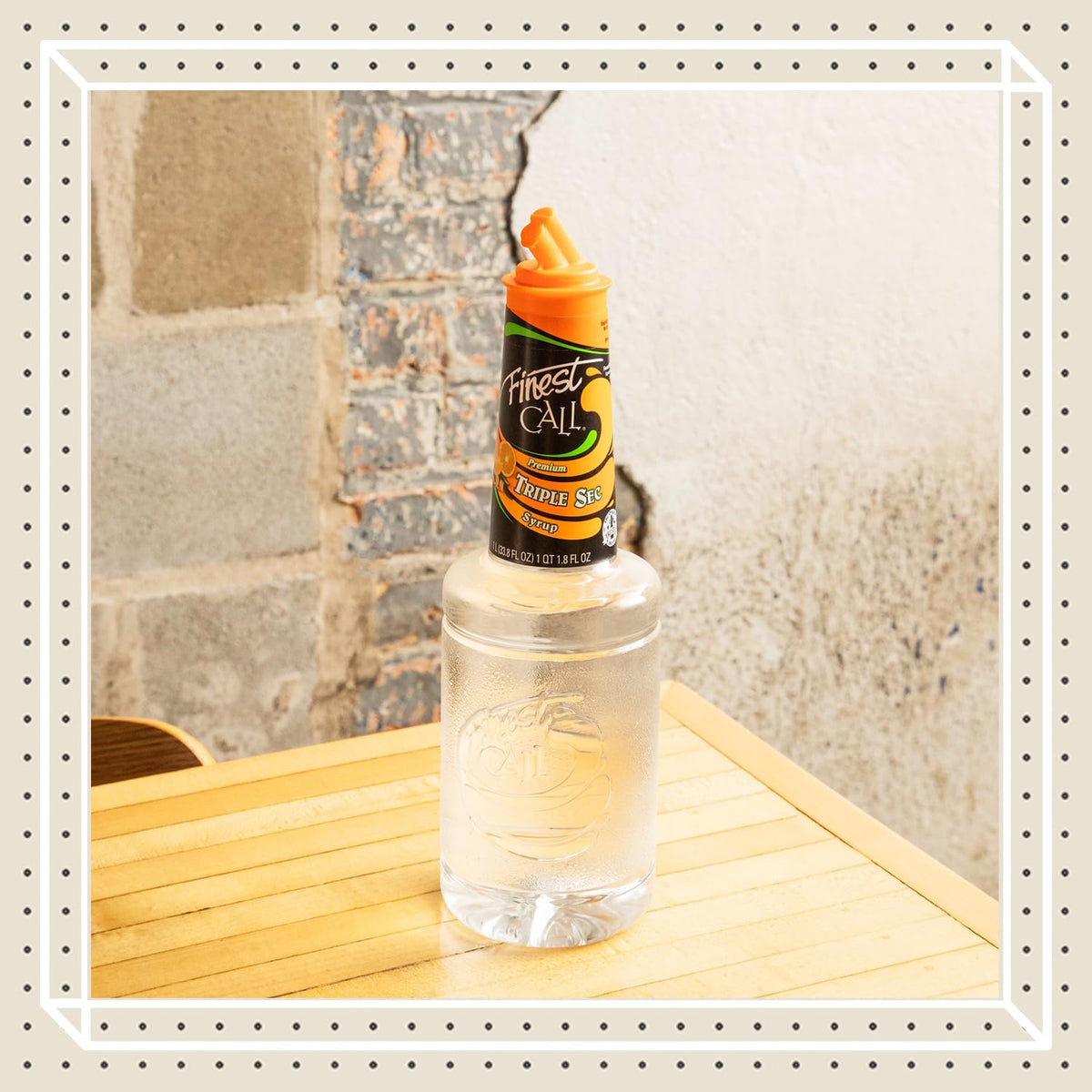 Packaging close-up showing secure bartender-friendly dispensing closure.