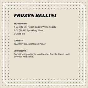Finest Call white peach puree label detail on premium packaging.