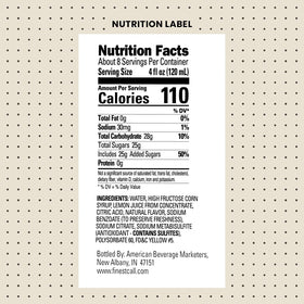 Finest Call Sweet and Sour bottle back label clarity.