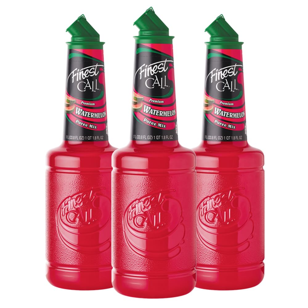 Finest Call Watermelon Puree bottle pouring for fast cocktail prep