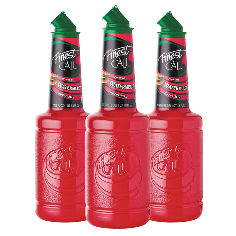 Finest Call Watermelon Puree bottle pouring for fast cocktail prep
