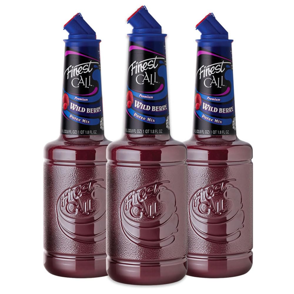 Finest Call Wild Berry Puree bottle with rich color for cocktails