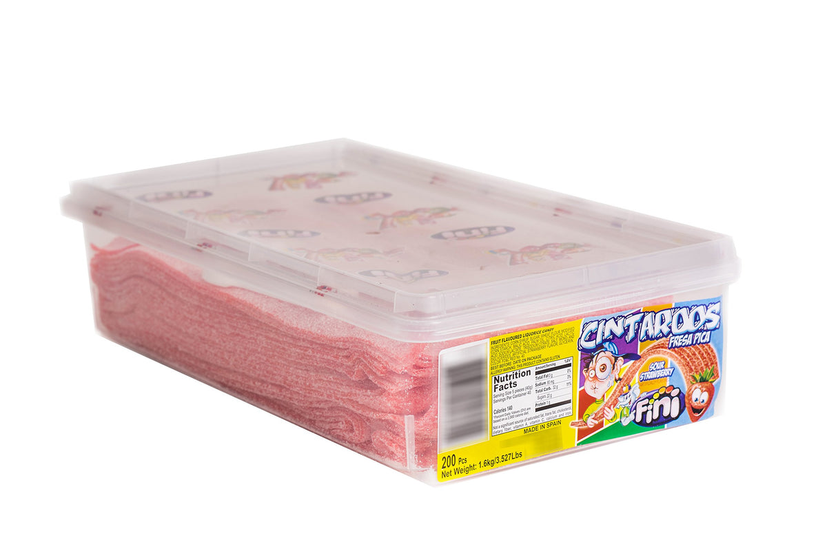 Fini Strawberry Sour Belts 200 pieces ideal for bulk celebrations.