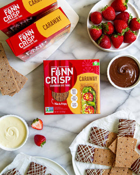 Finn Crisp Original Rye at breakfast with jam and butter.