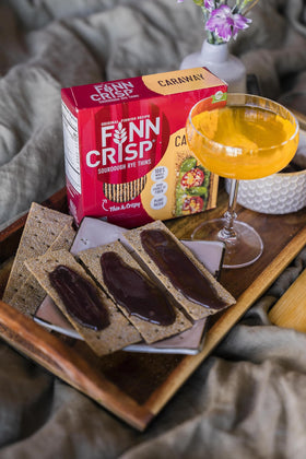 Finn Crisp Caraway crispbread buttered toast for a quick breakfast