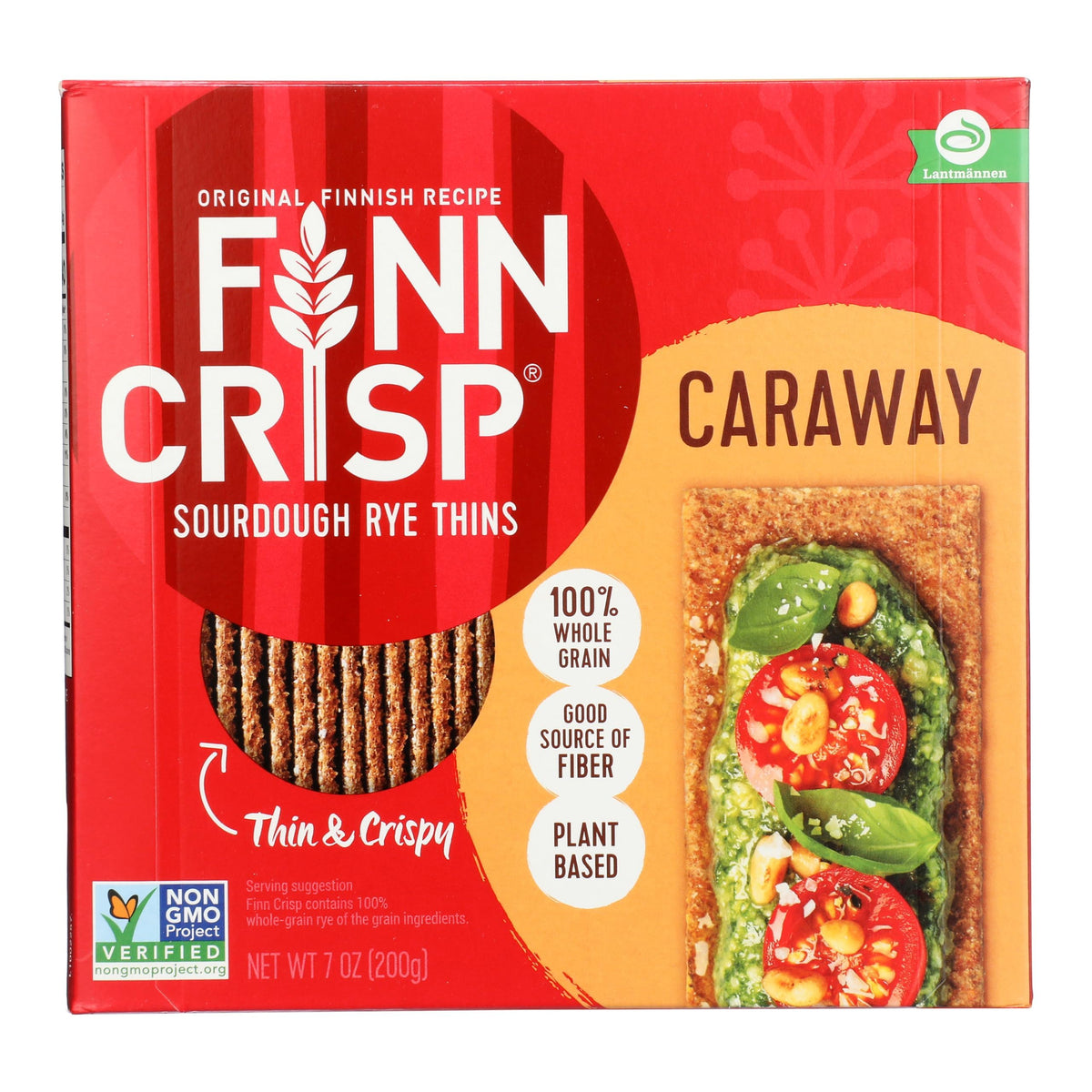 Finn Crisp Caraway Sourdough Rye Thins on a plate with cheese for quick pairing.