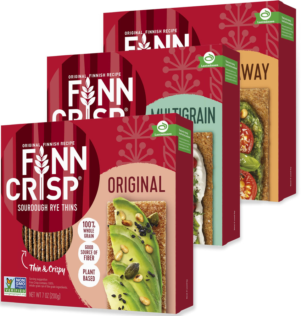 Finn Crisp Original Rye crispbread ready to snack, classic wholegrain crunch.