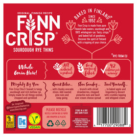 Finn Crisp rye crisps on a serving board with toppings