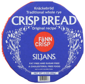 Finn Crisp Siljans bulk pack shown with variety of toppings for snacking