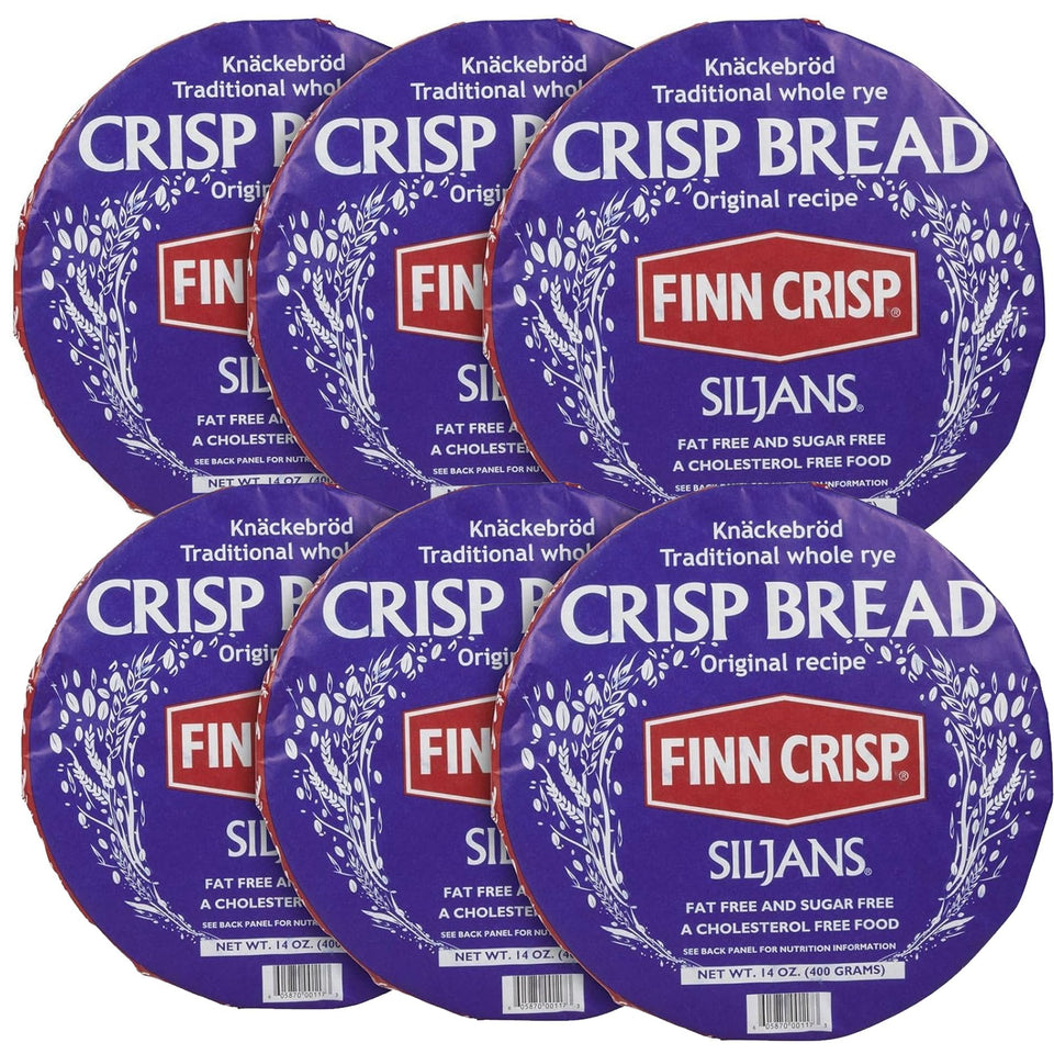 Finn Crisp Siljans Rye Crispbread wheels ready for toppings on a board