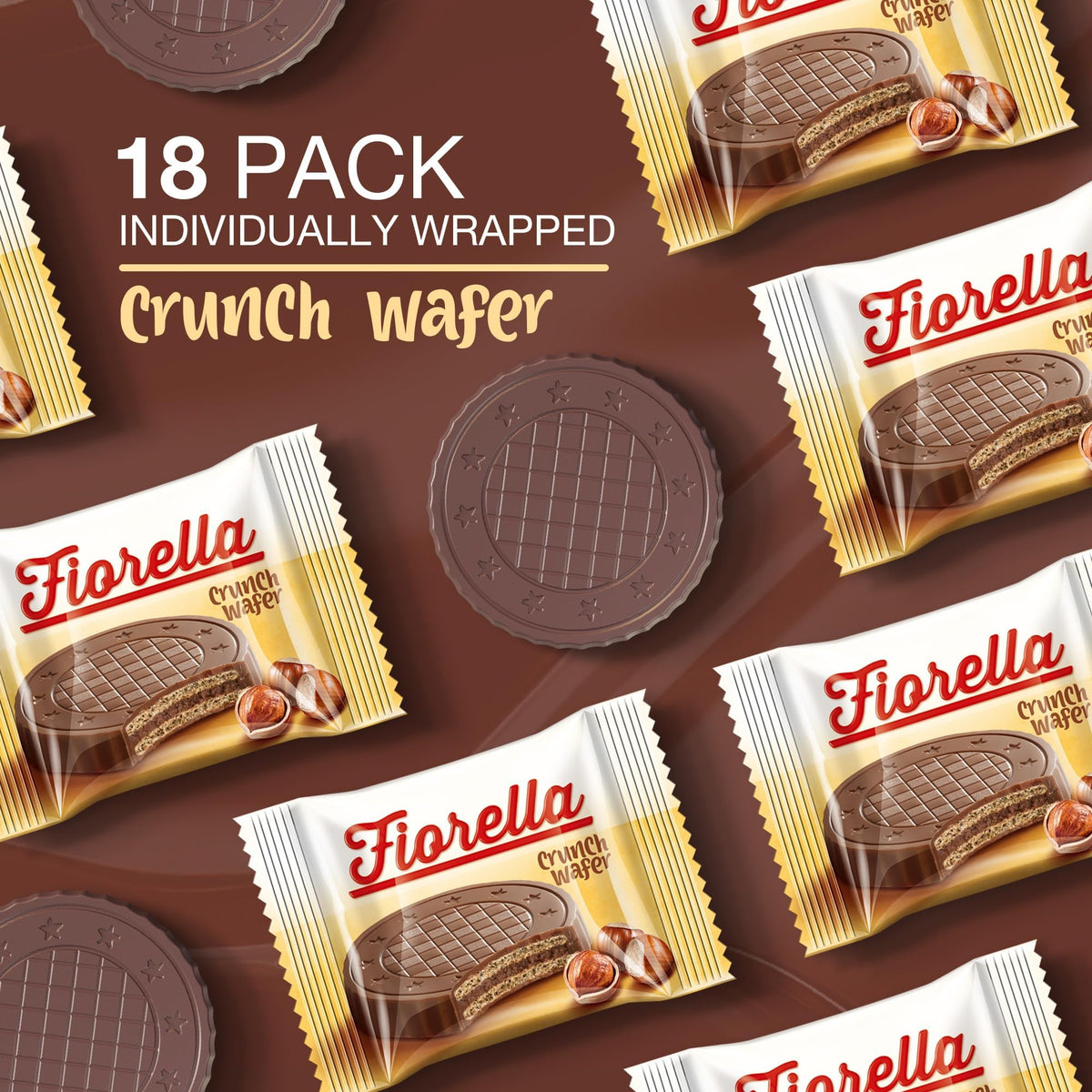 Fiorella Crunch Wafer hazelnut cream filling delivers a smooth contrast to the crisp wafer.