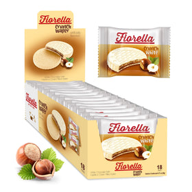 Fiorella Crunch white chocolate wafers show crisp texture, ideal for a quick snack.
