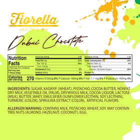 Ready-to-serve Fiorella Dubai Pistachio Bar on a dessert plate