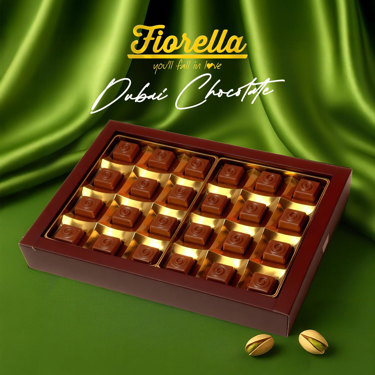 Fiorella Smooth Milk Chocolate Exterior surrounds a soft pistachio center.
