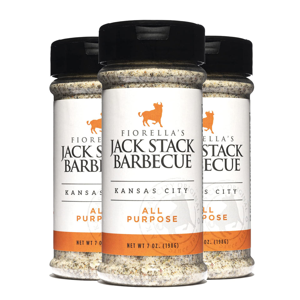 Fiorella's Jack Stack Dry Rub front label showing KC spice blend for versatile seasoning