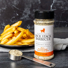 Fiorella's Jack Stack Steak Dry Rub bottle ideal for briskets and ribs.