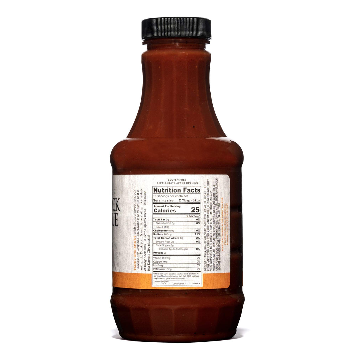 Fiorella's Jack Stack sauce glass close-up, smoky sweetness enhances any barbecue.