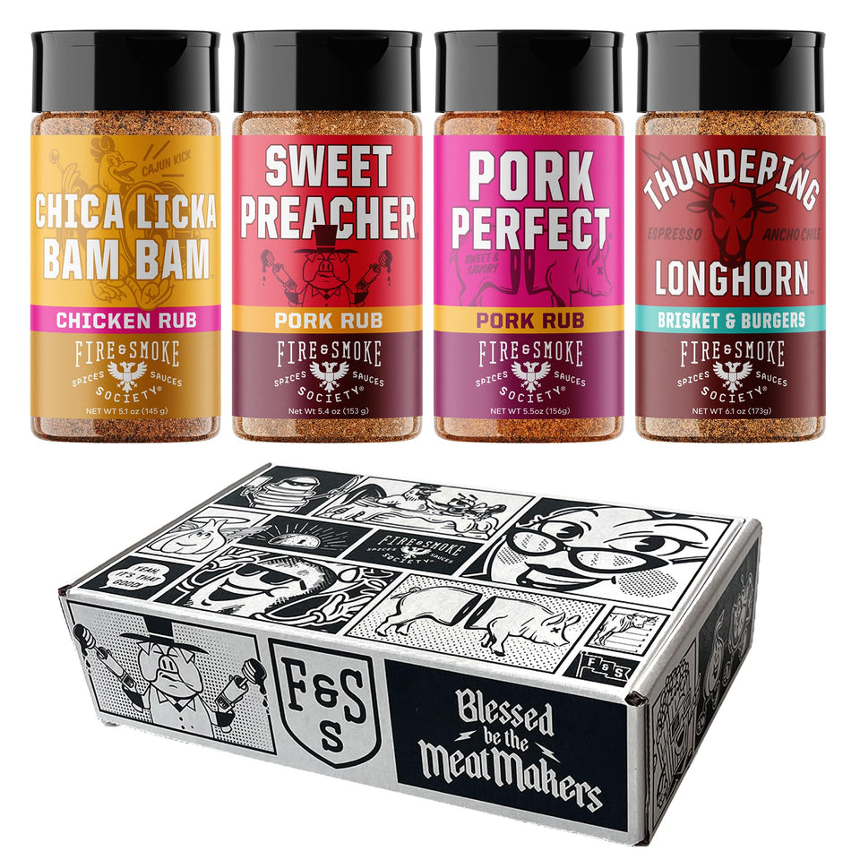 Fire & Smoke Society Core Four set on counter inspires weekend grilling ideas.