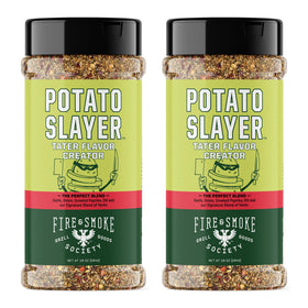 Fire & Smoke Society Potato Slayer bottle ready to season potatoes and vegetables