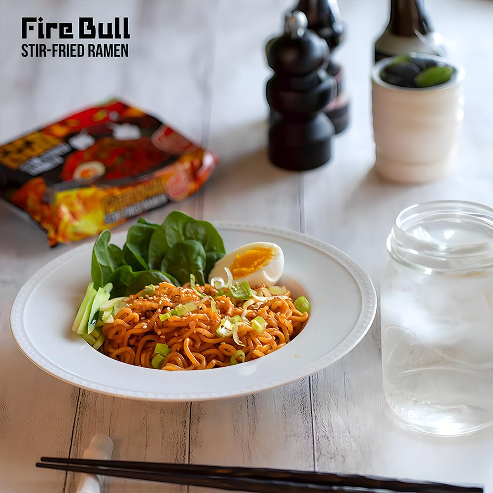 Fire Bull Ramen with meat added for a hearty, customizable meal.