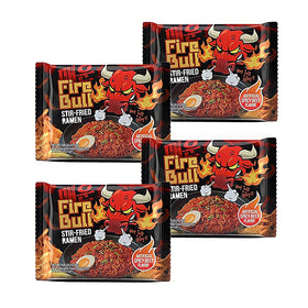 Fire Bull Ramen thick, chewy noodles soaking up sauce for a bold stir-fry bite.