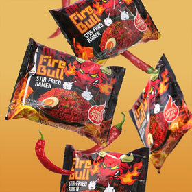 Fire Bull Ramen with vegetables added for color and texture.