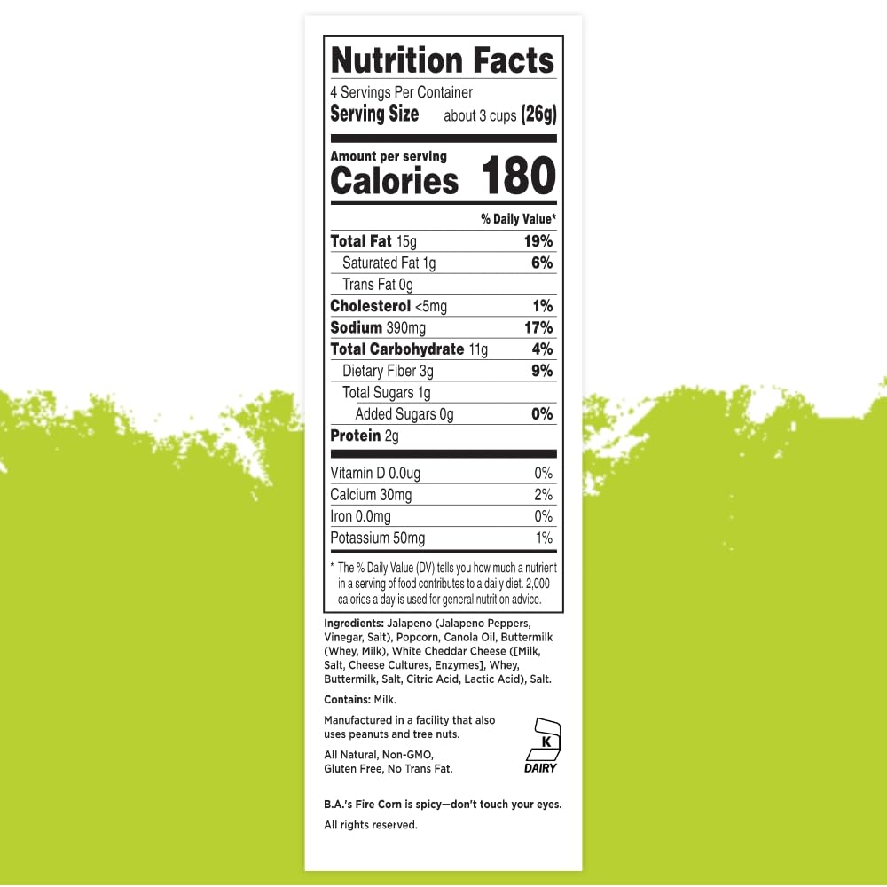 Fire Corn gluten-free label emphasizes all-natural ingredients and flavor.