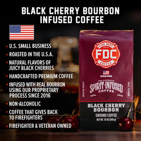 Fire Department Coffee roasted beans close-up highlights rich color and quality