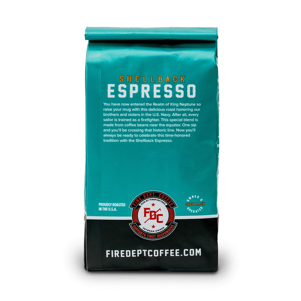 US-roasted Shellback Espresso supporting a veteran-owned business.