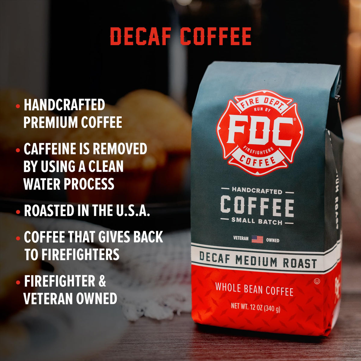 Fire Department Coffee steaming cup highlighting rich aroma for mornings.