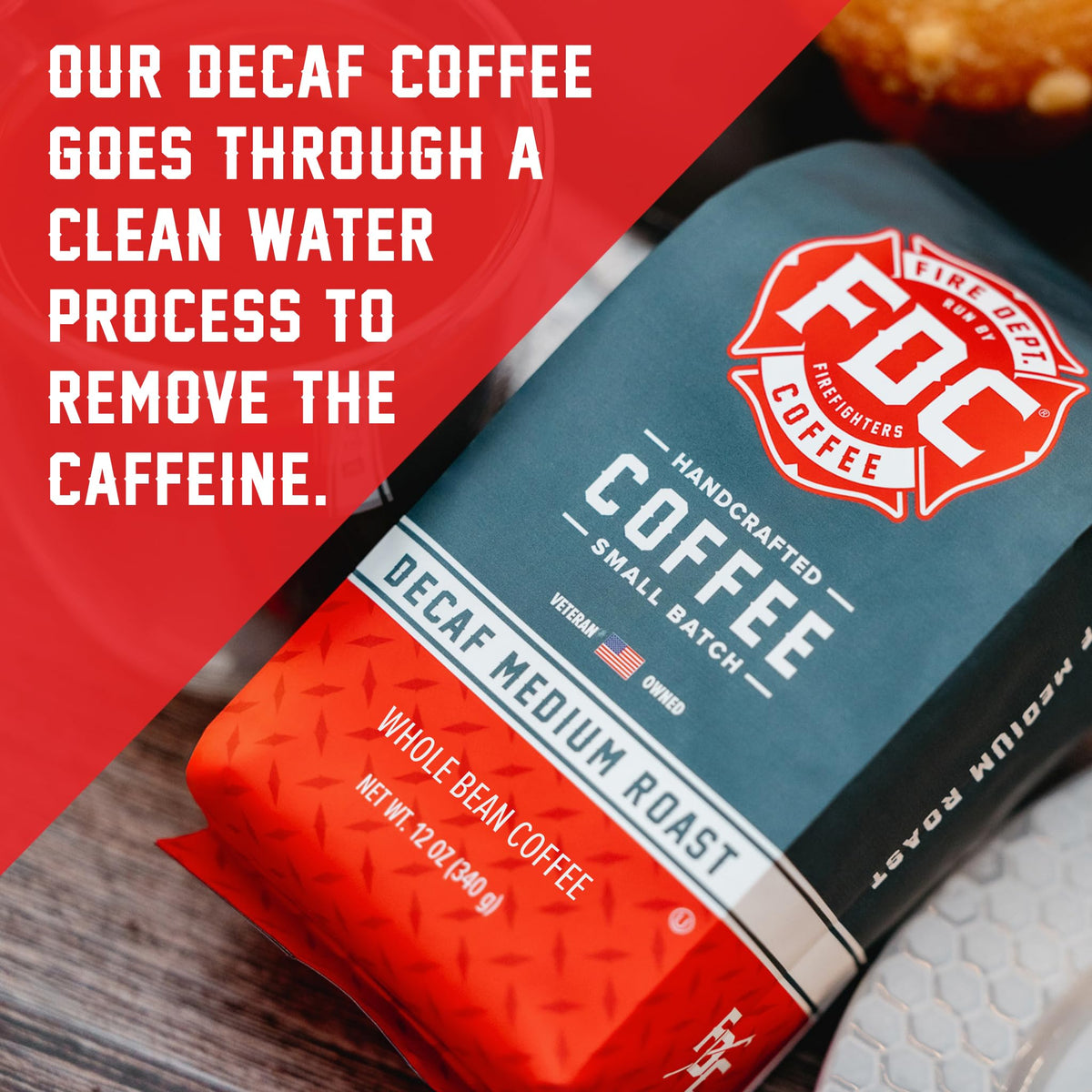 Fire Department Coffee veteran-owned label signals trusted, community-focused mission.