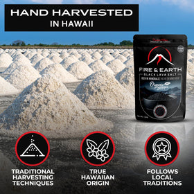 Fire and Earth fine grain black salt for premium finishing and delicate briny accent