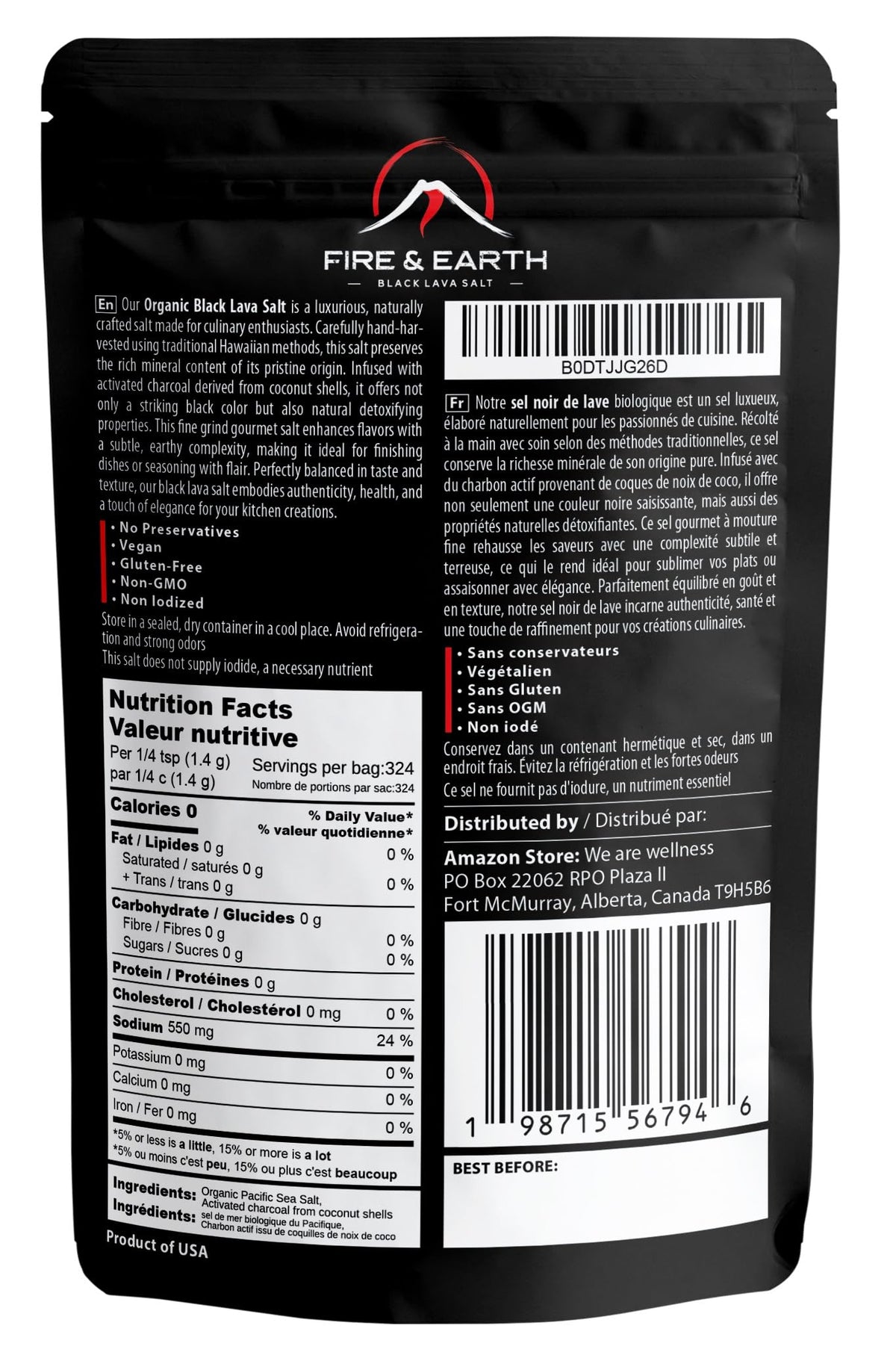 Fire and Earth Hawaiian salt hand harvested for authentic tropics flavor and flaky finish
