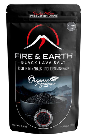 Fire & Earth organic Hawaiian lava black salt charcoal pour for finishing dishes