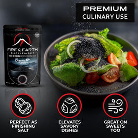 Fire and Earth vegan gluten free non GMO salt suits clean cooking and healthy plating