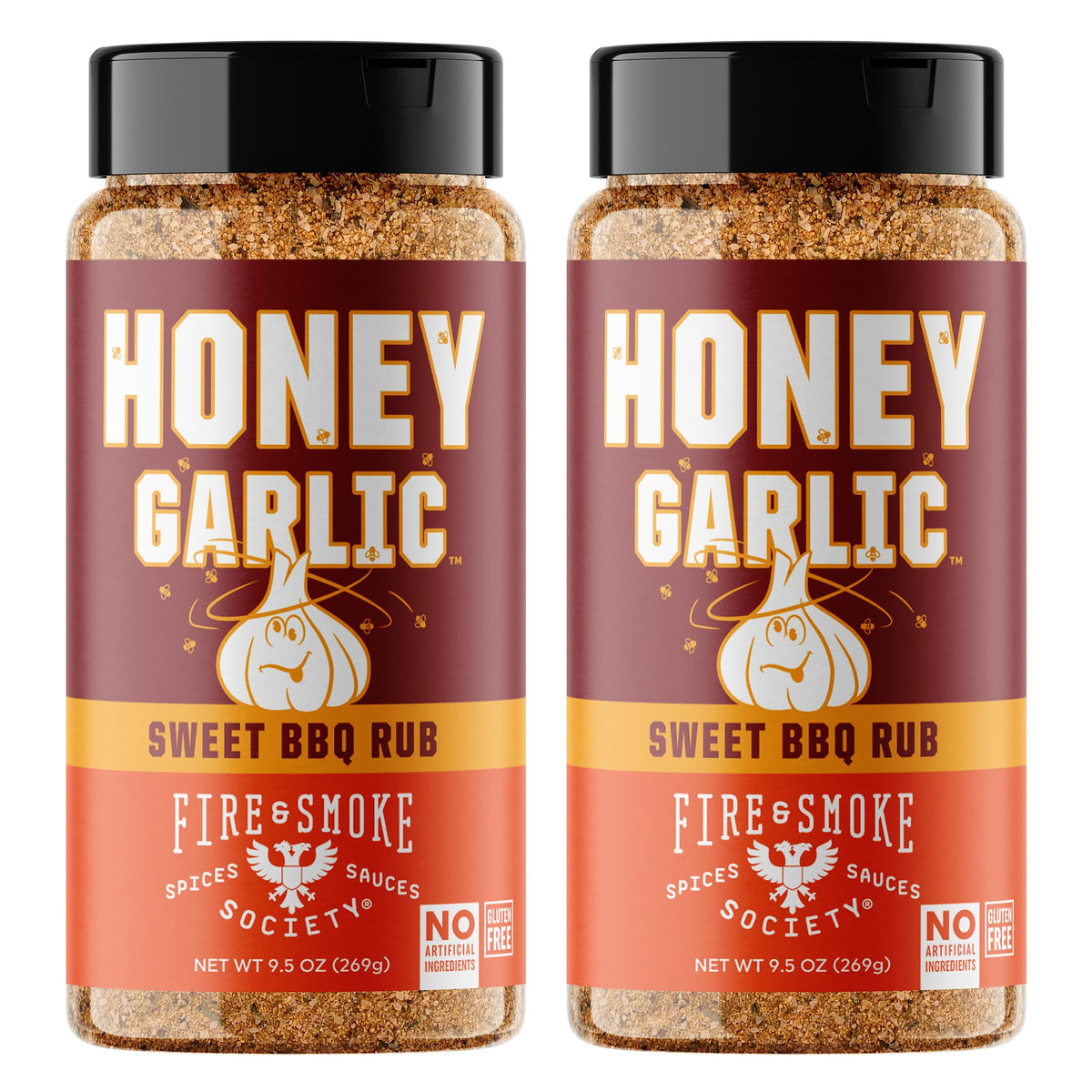 Fire & Smoke Society Honey Garlic BBQ Rub bottle front showing bold grilling flavor