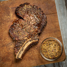 Fire & Smoke Society Steak King spice pour bottle ideal for quick steak seasoning.
