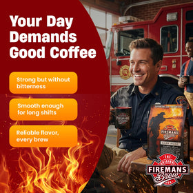 Firemans Brew Dark Roast pour-over setup highlights control and aroma.