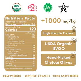 Firma Signature chetoui olives closeup, showcasing the source variety for bold flavor.