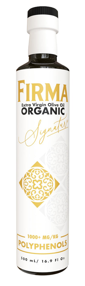 Firma Signature Tunisia olive oil bottle front, ideal for finishing dishes.