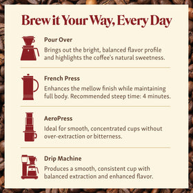 First Colony coffee aroma steaming cup, announcing rich body and bold flavor.
