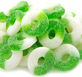 FirstChoiceCandy gummy rings in green apple, 2lb pack ready to share