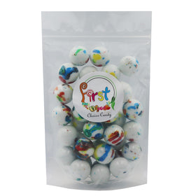 FirstChoiceCandy Jawbreakers White base with color splats – fun snacking for events.