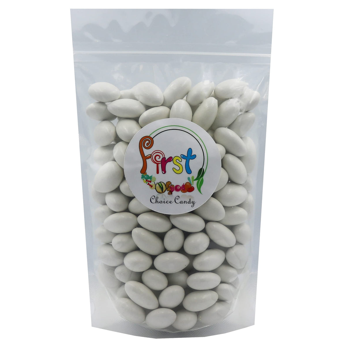 FirstChoiceCandy Jordan almonds on a decorative tray, ideal for dessert tables.