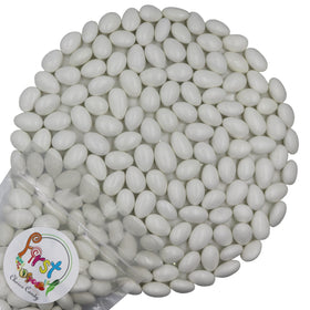 FirstChoiceCandy Jordan almonds with white candy shell on packaging, ideal for gifts.