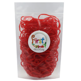 FirstChoiceCandy licorice laces on a plate, playful treat for desserts and parties