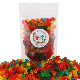 FirstChoiceCandy mini gummy bears bulk bag open, convenient for parties.